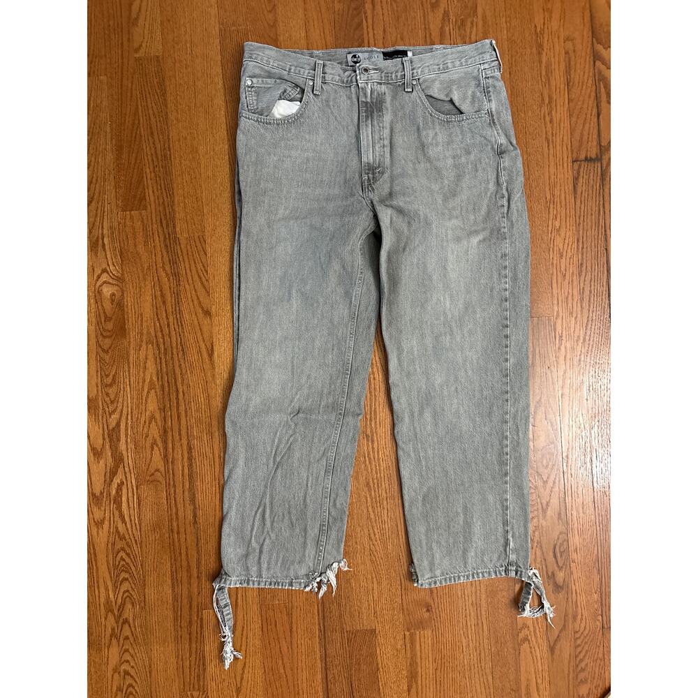 Levi's SilverTab Loose Fit Gray Distressed Frayed Hem Jeans Mens‎ W38 L32